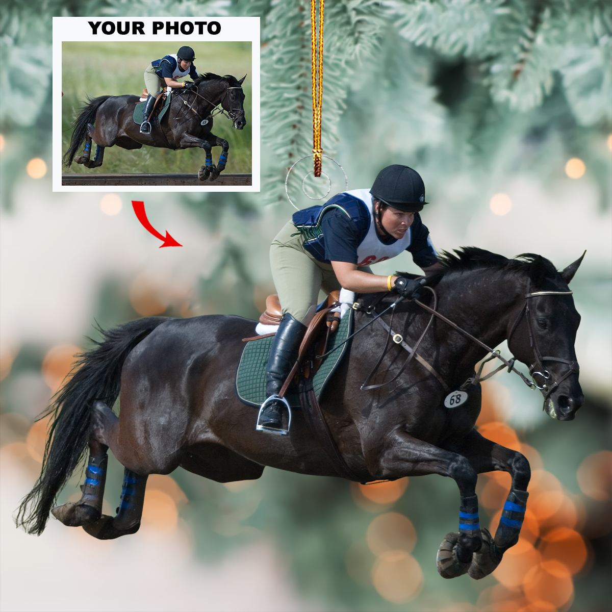 Equestrian Focus Personalized Photo Mica Ornament Gift For Rodeo Lovers Rodeo Players
