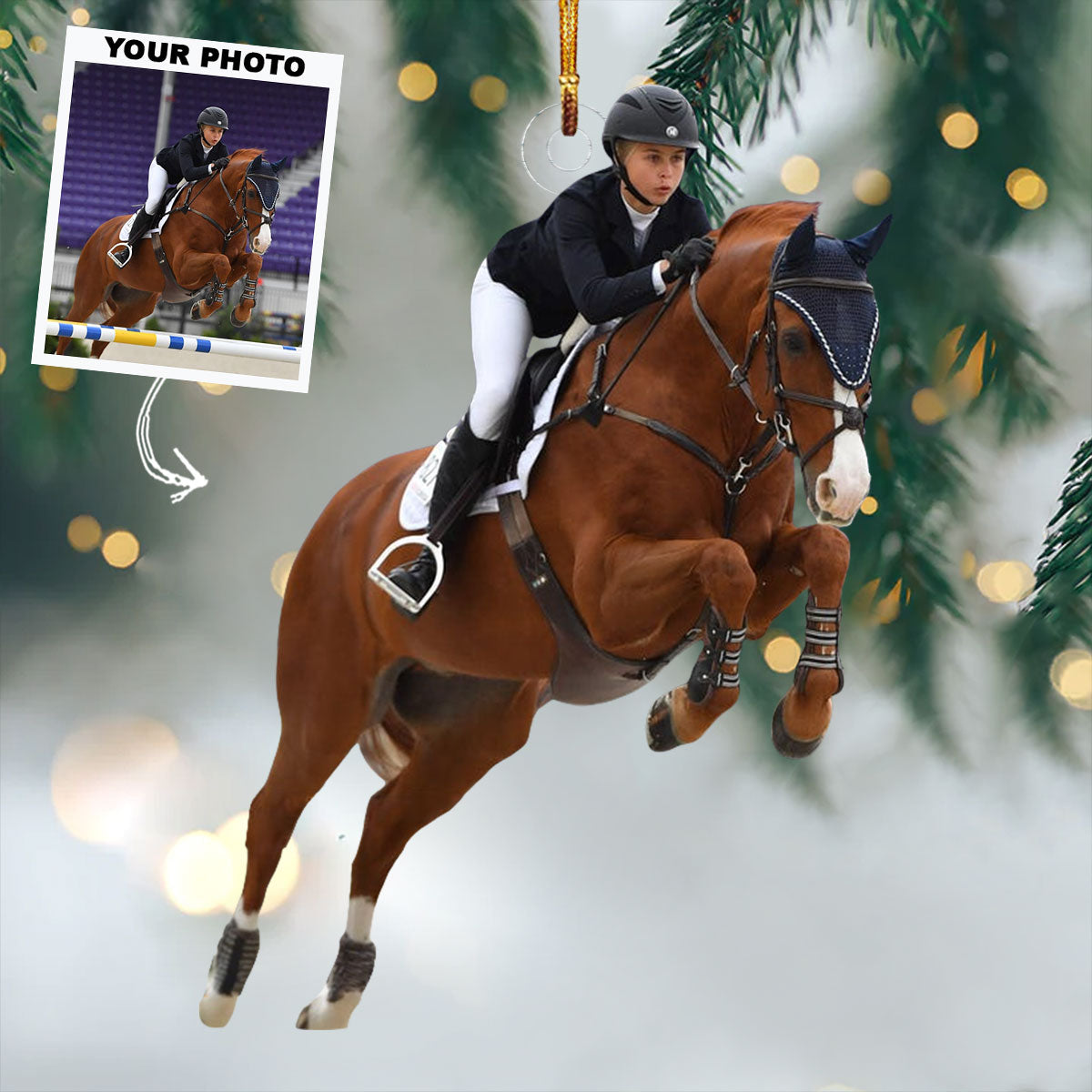 Equestrian Junior Personalized Photo Mica Ornament Christmas Gift For Equestrian Playe
