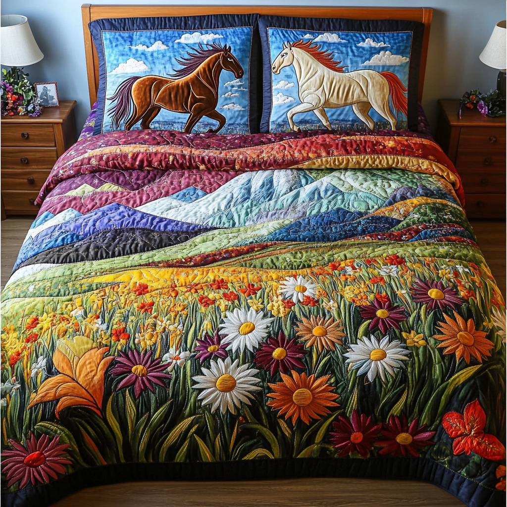 Equestrian Vibes Quilted Bedding Set Bedroom Decor Ideas Cool Gifts For Horse Lovers