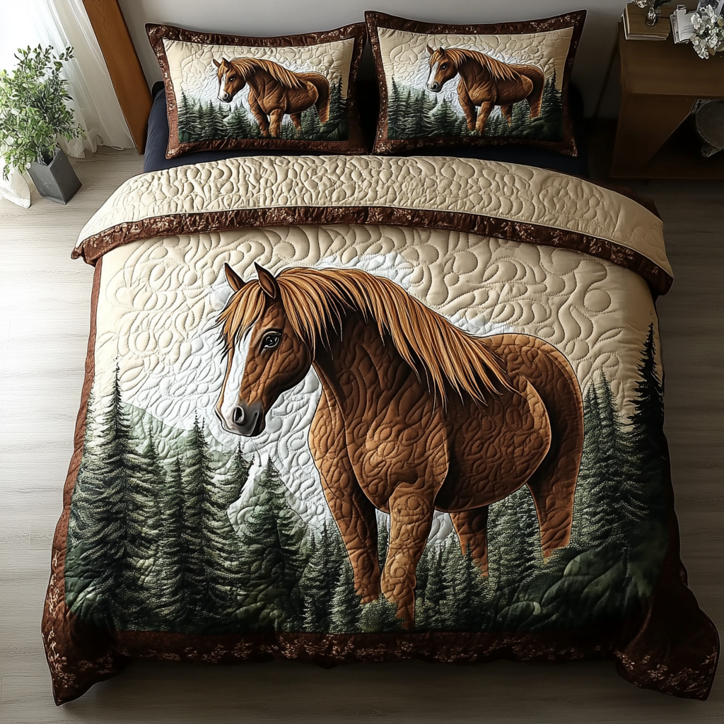 Equine Grace Quilted Bedding Set Bed Decor Gift Ideas For Horse Lovers