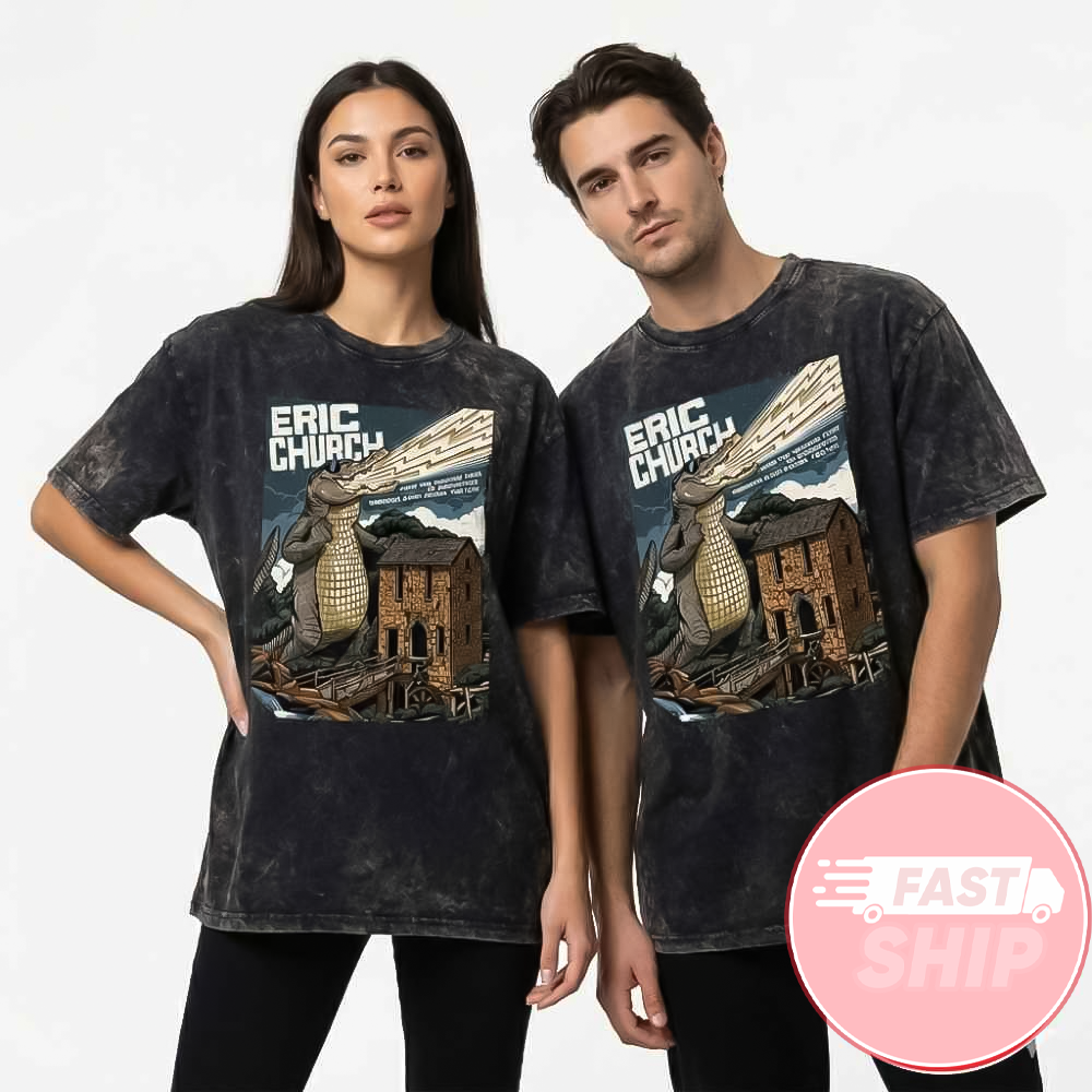 Eric Church Free The Machine Tour 2026 North Little Rock Stop Event Poster Feb 19 2026 Washed T-Shirt