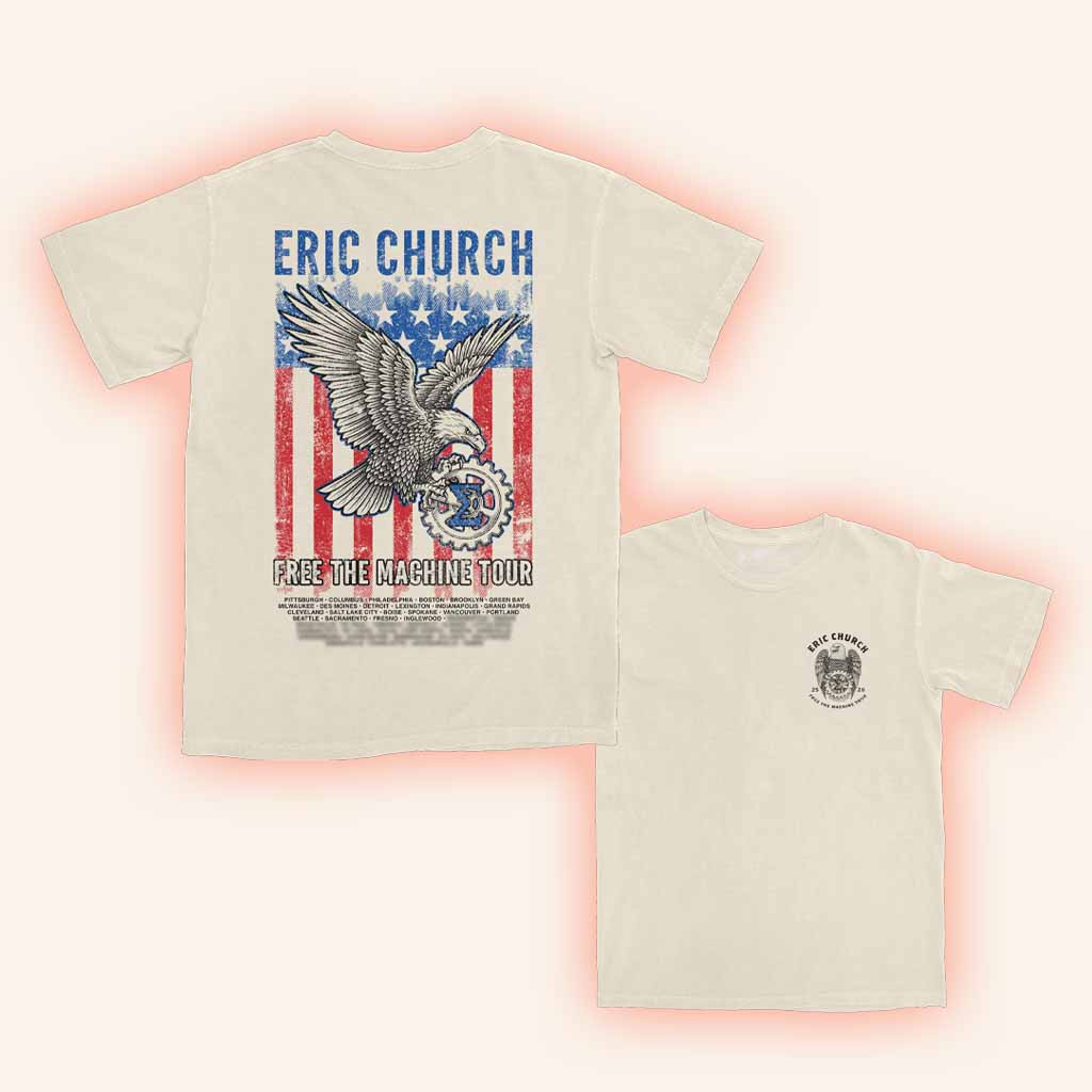 Eric Church Merch Free The Machine Tour Natural Eagle T-Shirt Presents For Music Lovers Eric Church Merch Free The Machine Tour Natural Eagle T-Shirt Presents For Music Lovers