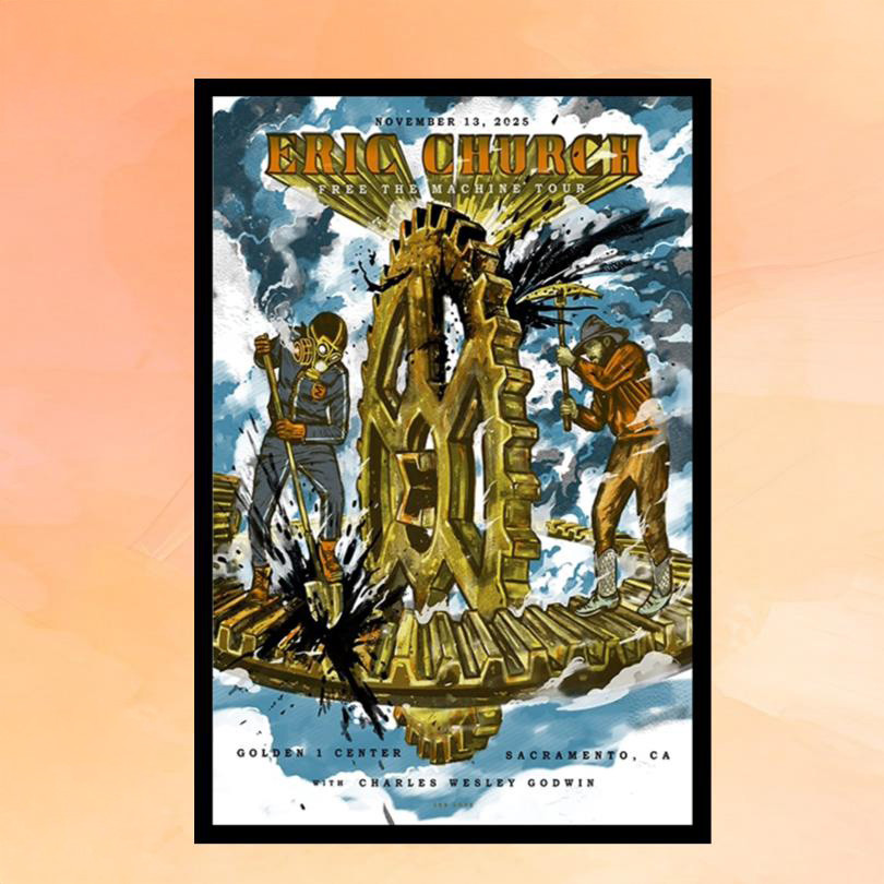 Eric Church Merch Nov 13 2025 in Sacramento CA Event Poster Unique Gifts For Music Lovers