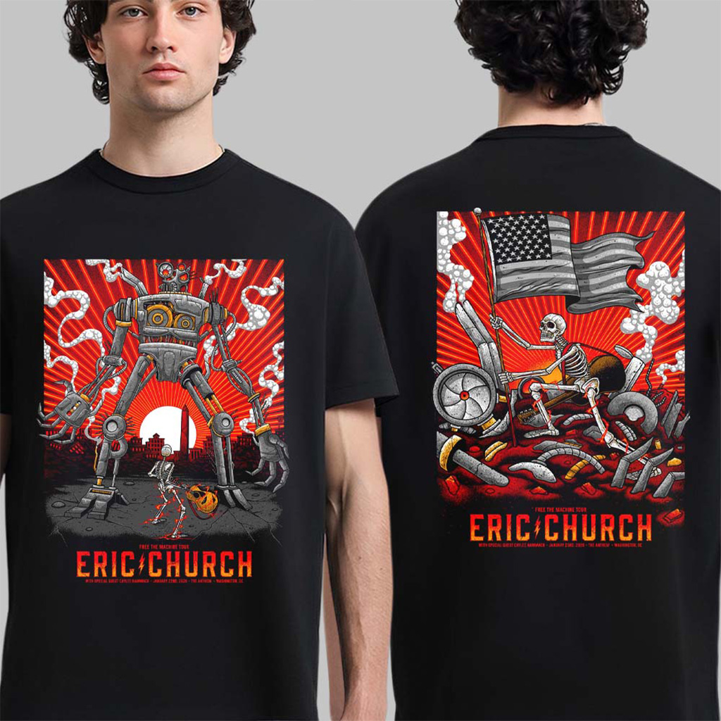 Eric Church Washington DC 2026 Night 1 And 2 Combined Venue Poster Free The Machine Tour Shirt
