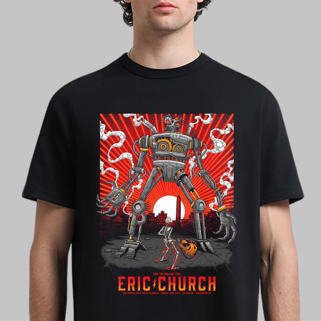 Eric Church Washington DC 2026 Night 1 Venue Poster Free The Machine Tour At The Anthem On January 22 2026 T-Shirt
