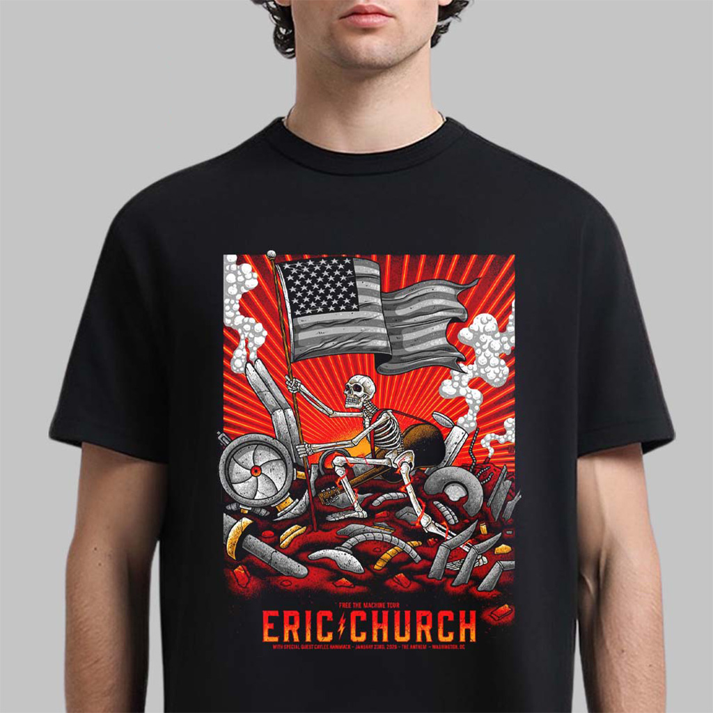 Eric Church Washington DC 2026 Night 2 Venue Poster Free The Machine Tour At The Anthem On January 23 2026 T-Shirt