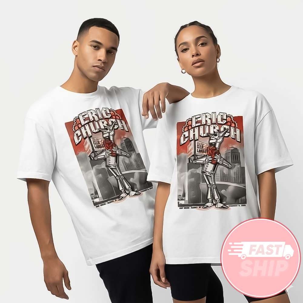 Eric Church x Ella Langley Free The Machine Tour 2026 Valentine's Day Special Single Event Poster T-Shirt White