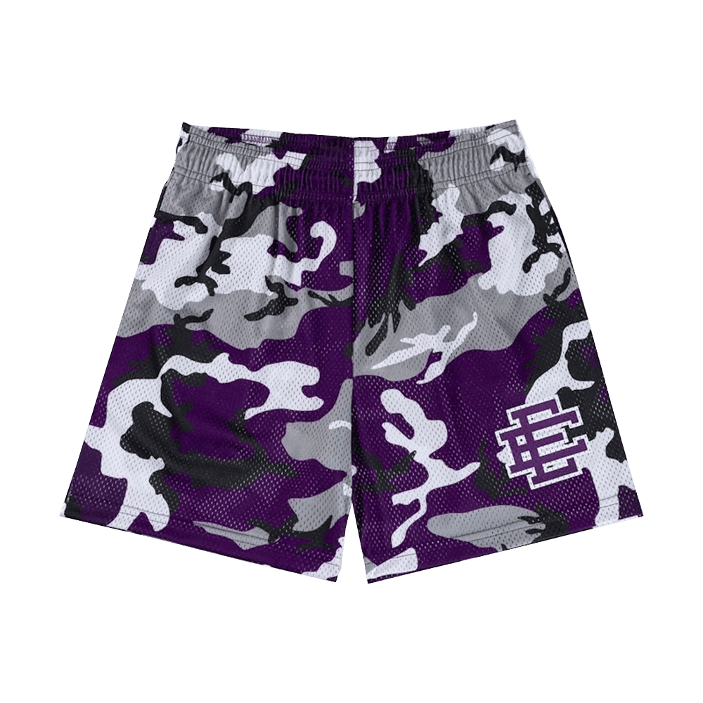 Eric Emanuel Purple Black Camo Shorts Present for Husband Cool Streetwear Shorts