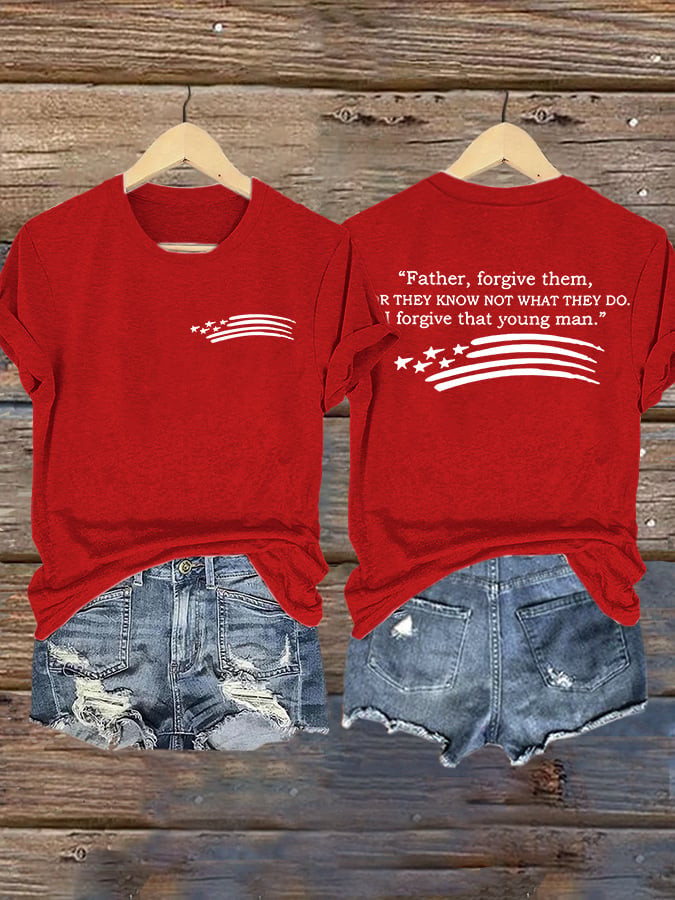 Erika Kirk Father Forgive Them T-Shirt Red White And Blueberries Tribute Charlie Kirk Shirt