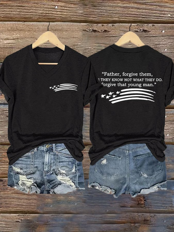 Erika Kirk Father I Forgive Them V-Neck Shirt I Forgive That Young Man Charlie Kirk Clothing