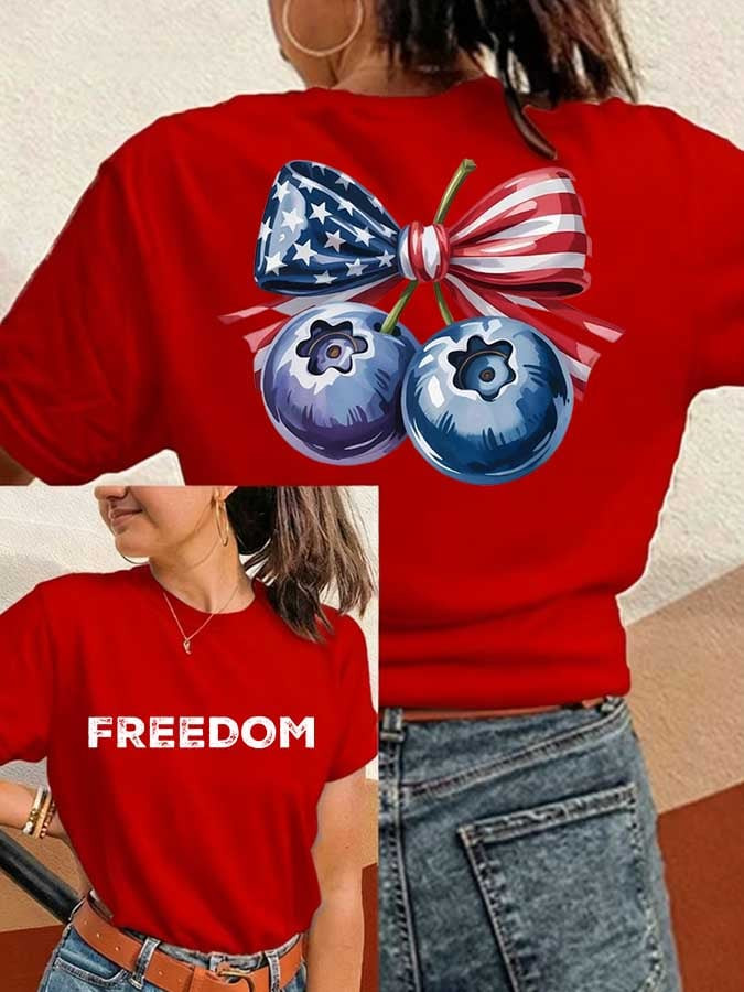 Erika Kirk Red White And Blueberries T-Shirt Red Freedom Shirt Charlie Kirk Tribute