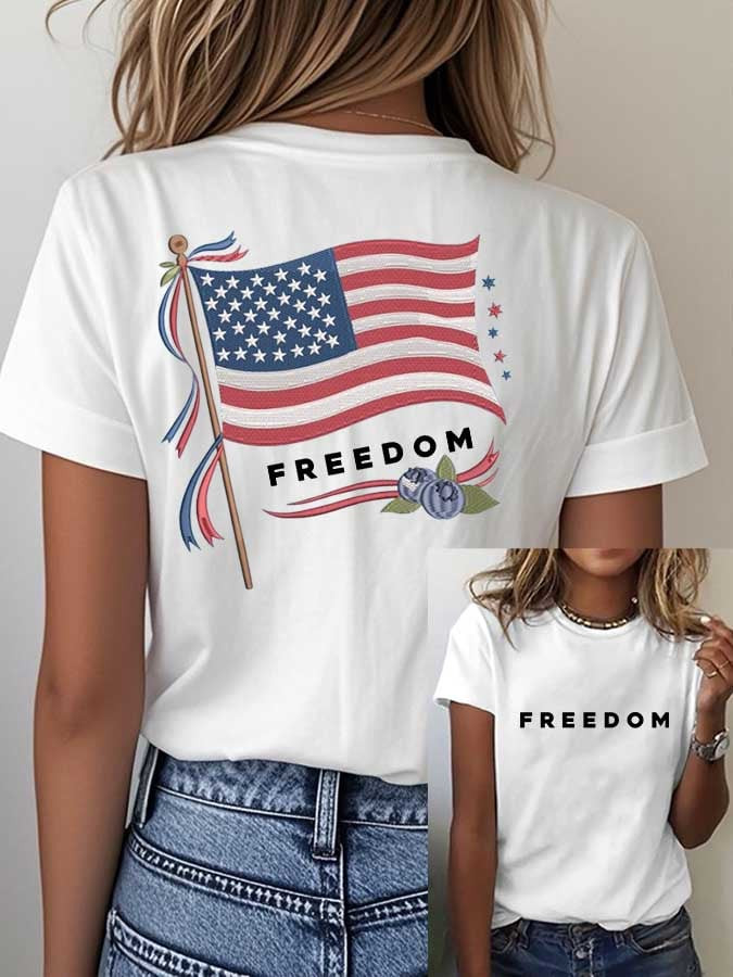 Erika Kirk Red White And Blueberries V-Neck Shirt Freedom Charlie Kirk Memorial Charlie Kirk Shirt