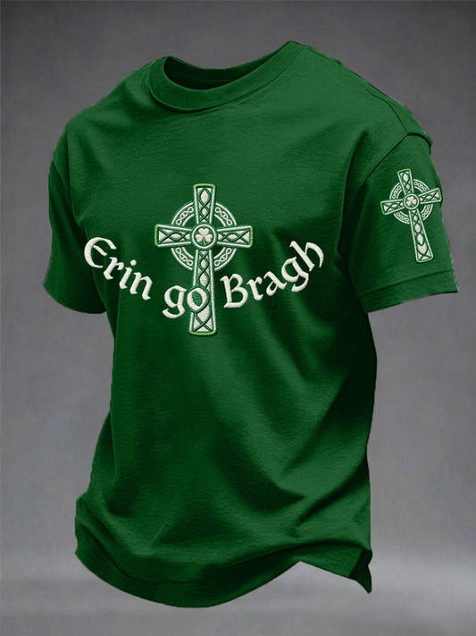 Erin Go Bragh Celtic Cross T-Shirt St Pattys Day Shirt Funny Irish Outfits Gift For Men