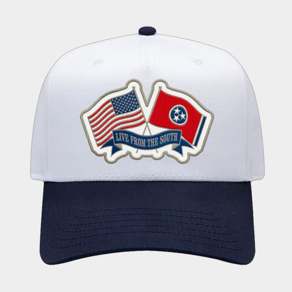 ERNEST Merch USA And Tennessee Flags Embroidered Hat Live From The South Hat ERNEST Cap-1
