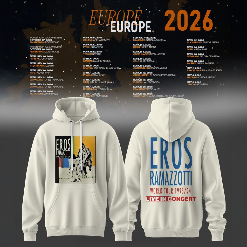 Eros Ramazzotti 2026 Europe Tour Hoodie Eros Ramazzotti Merch Birthday Gift For Husband