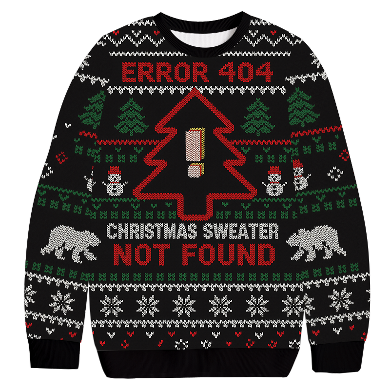 Error 404 Funny Christmas Ugly Sweatshirt Funny Christmas Holiday Sweater Gift Ideas