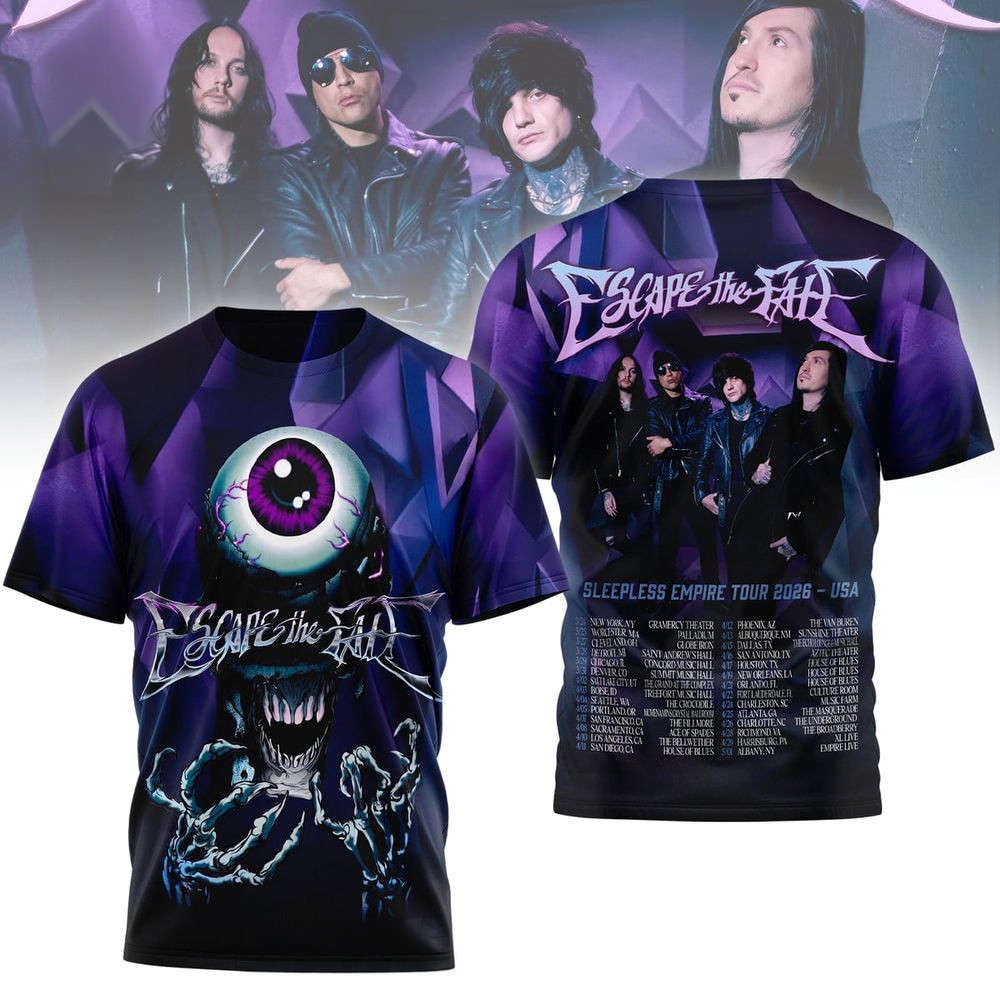Escape The Fate Sleepless Empire Tour 2026 USA T-Shirt Escape The Fate Merch Gifts For Fans