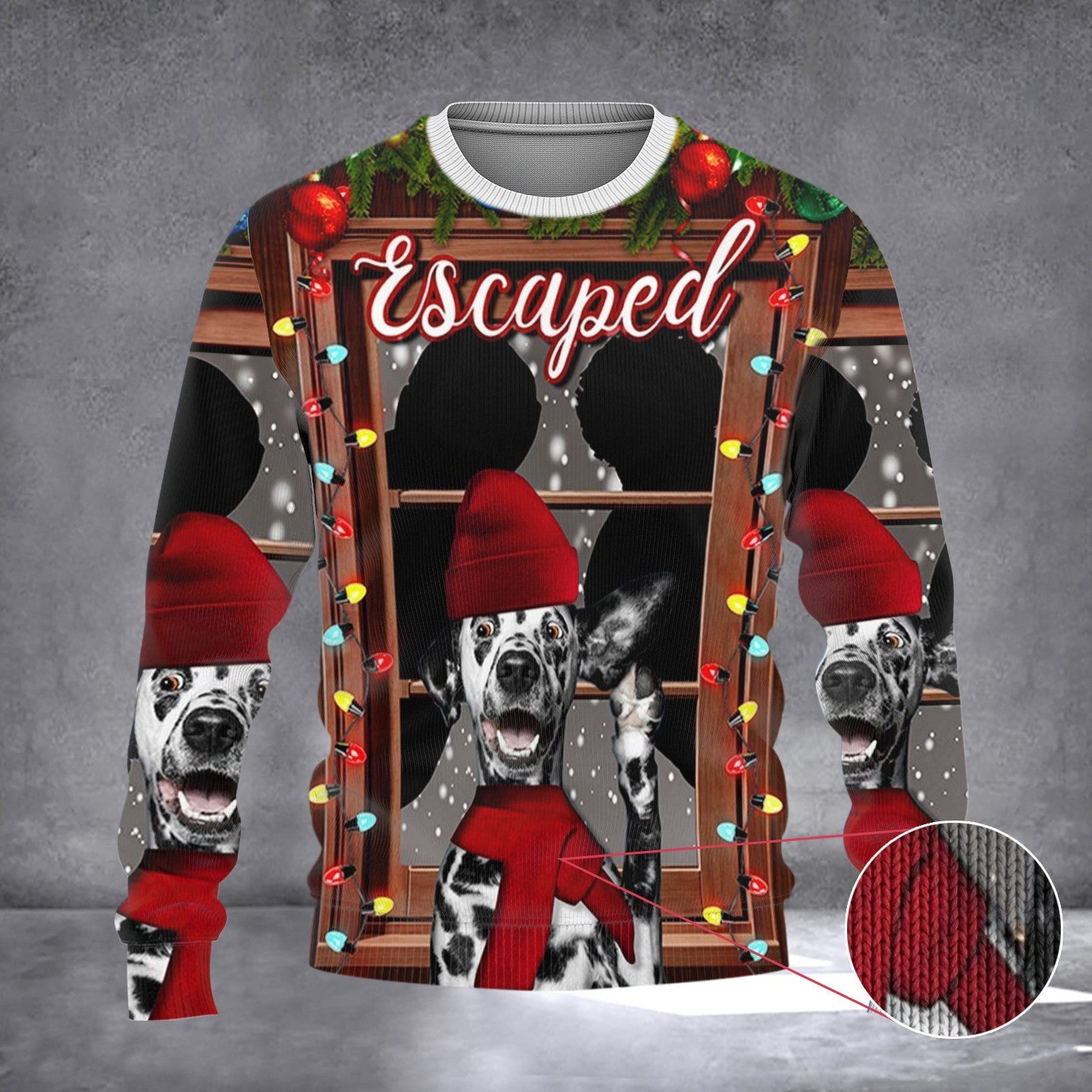 Escaped Dalmatian Ugly Christmas Sweater Funny Dog Holiday Sweater Christmas Gifts 2024 Escaped Dalmatian Ugly Christmas Sweater Funny Dog Holiday Sweater Christmas Gifts 2024