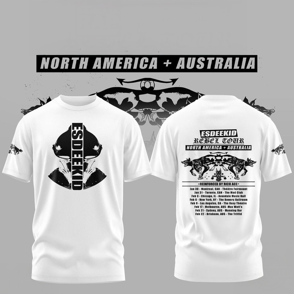 EsDeeKid Merch EsDeeKid The Rebel Tour 2026 White Shirt Xmas Gifts For Him
