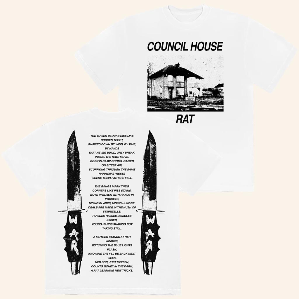 EsDeekid Merch Rebel T-Shirt White Council House Rat Shirt Best Gifts For Rapper Fans