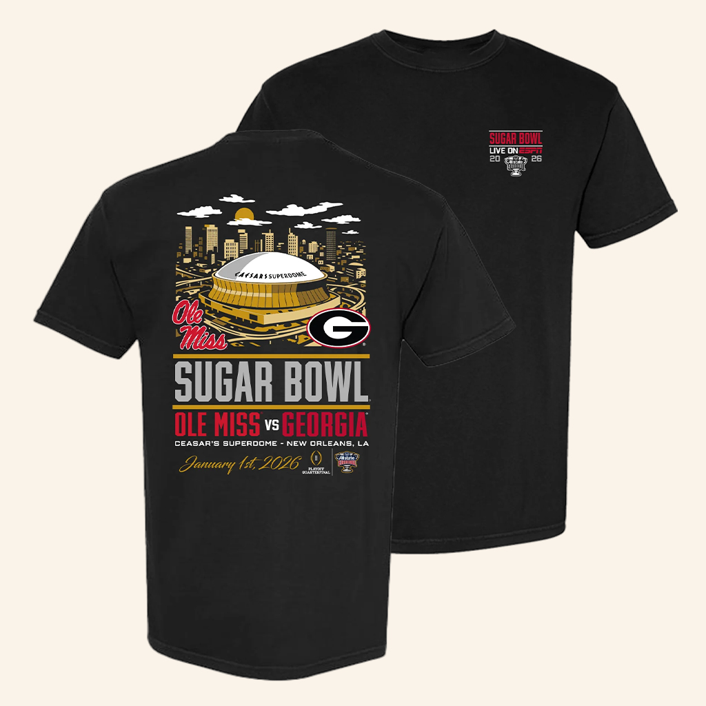 ESPN Merch CFP '26 Sugar Bowl Ole Miss Vs Georgia T-Shirt Football Game Day Merch Fan Gifts