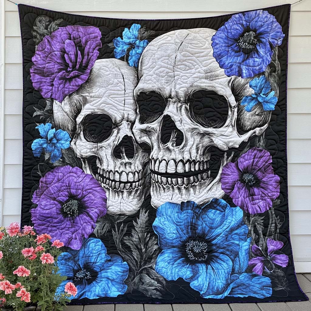 Eternal Bond Quilted Blanket Christmas Throw Blanket Gifts For Skull Lovers