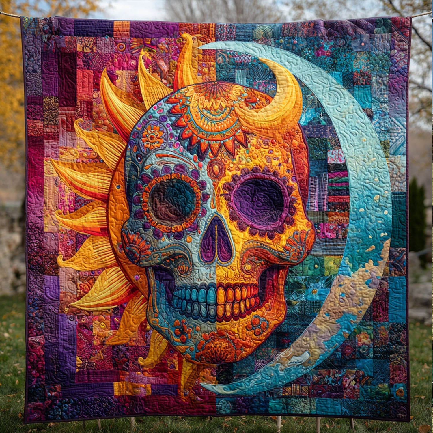 Eternal Bones Quilted Blanket Nice Throw Blanket Skull Related Gifts