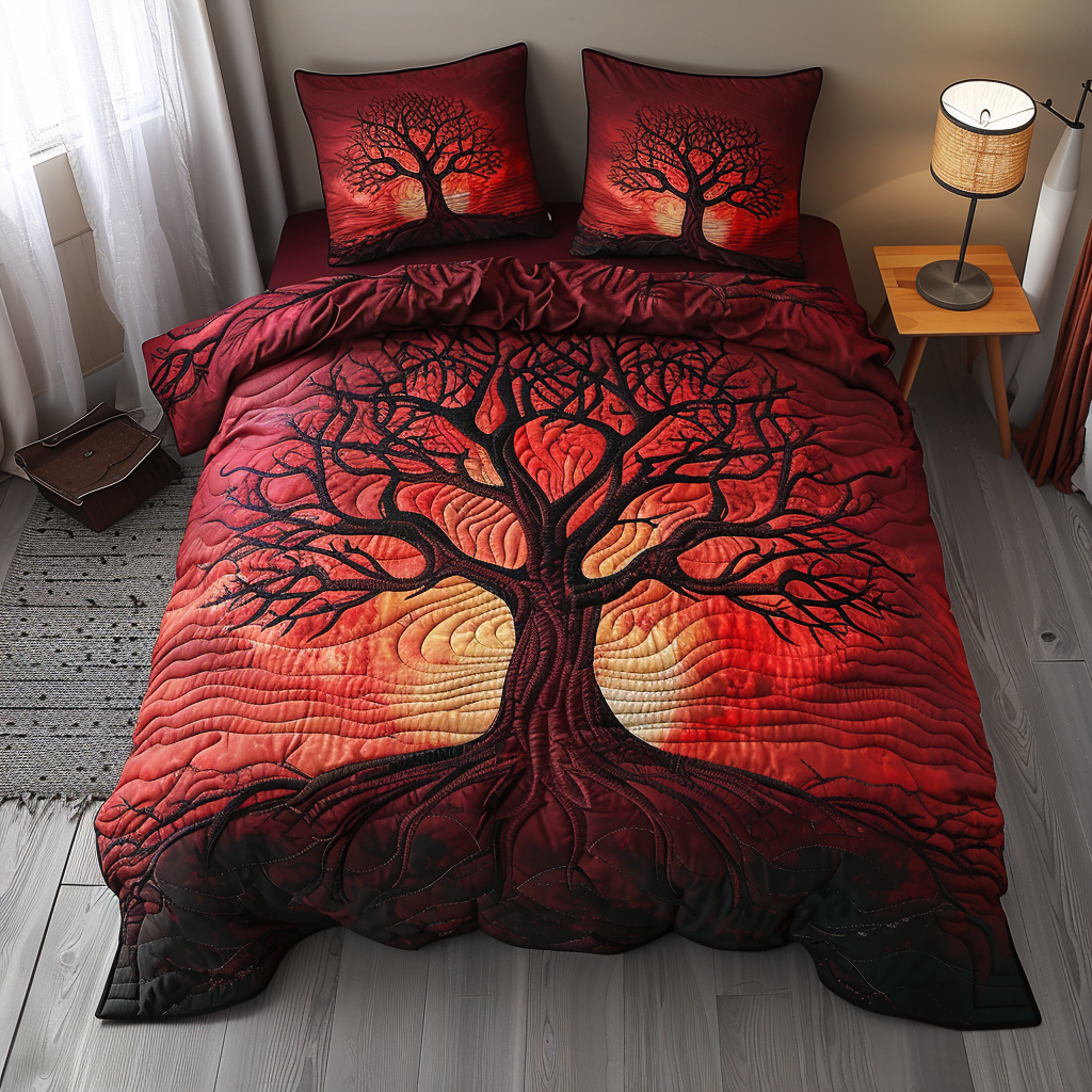 Eternal Branches Quilted Bedding Set Bedspread Set Tree Of Life Gifts For Him