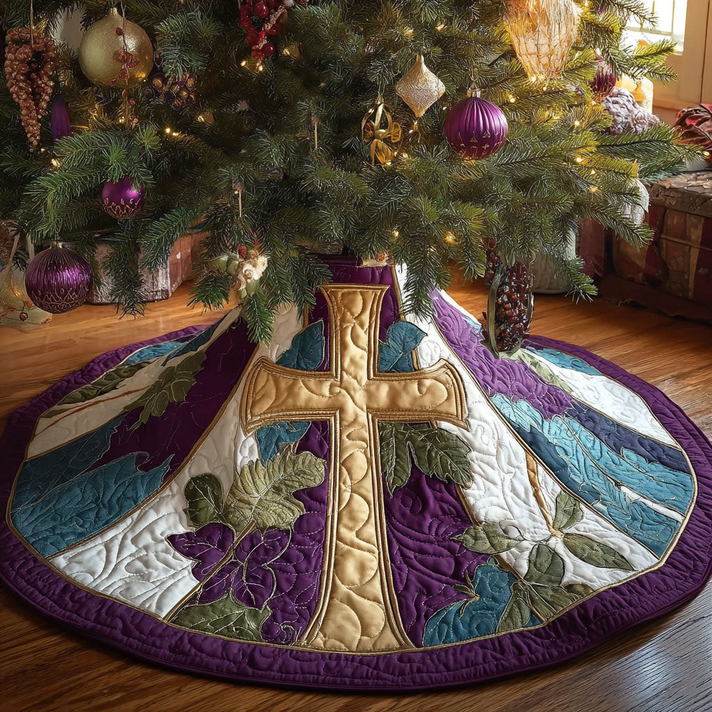 Eternal Faith Christmas Quilted Tree Skirt Xmas Tree Decor Christian Christmas Gifts