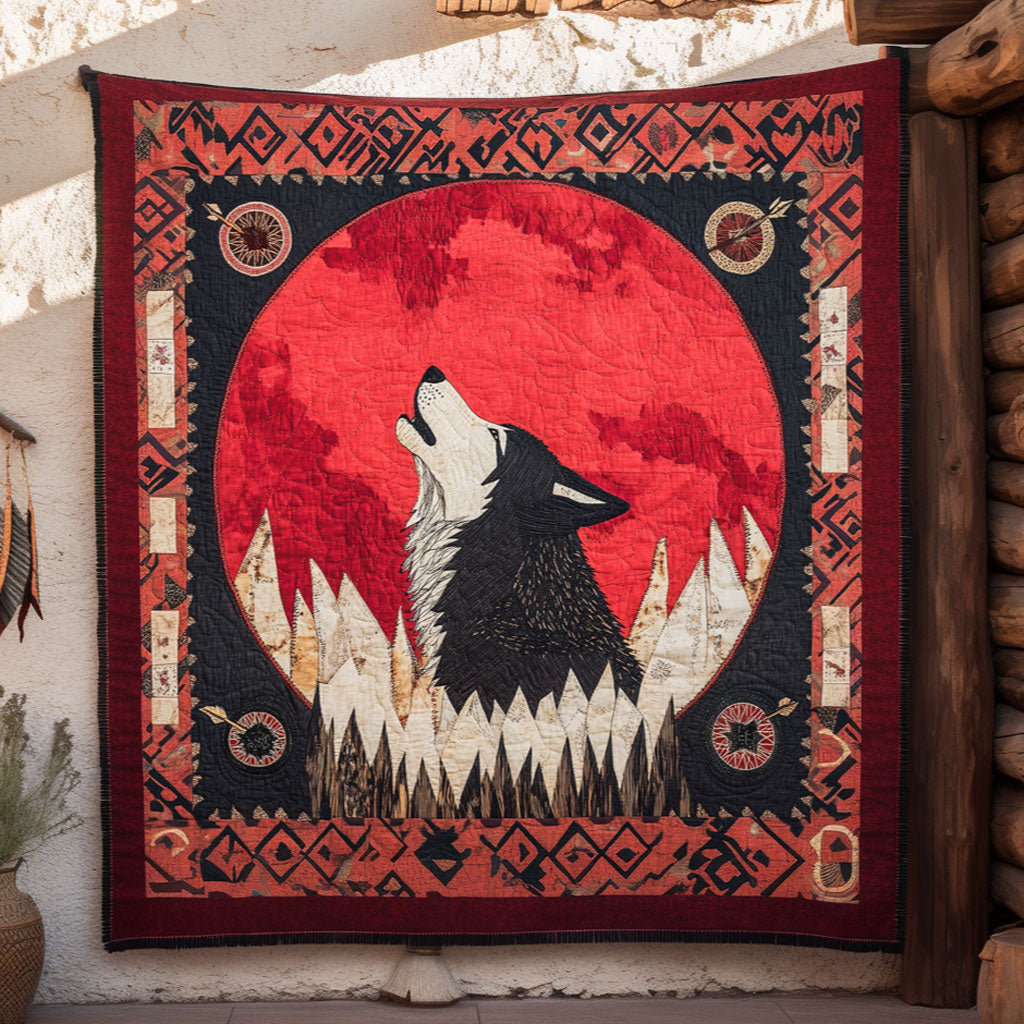 Eternal Flame Wolf Quilt Premium Quilt Blanket for Family and Guests