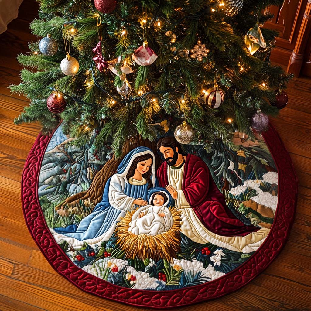 Eternal Grace Christmas Quilted Tree Skirt Classic Christmas Home Decor