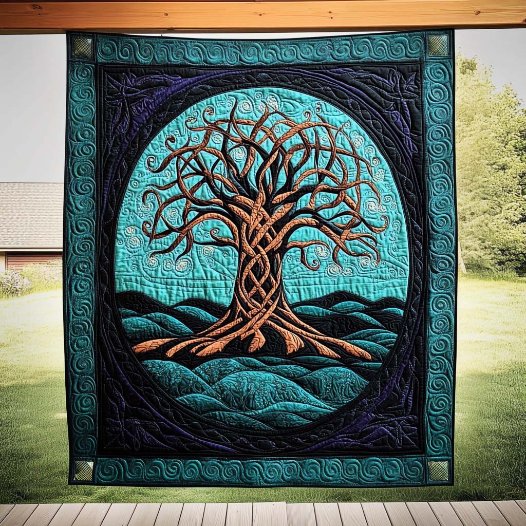 Eternal Growth Quilted Blanket Tree Of Life Throw Blanket