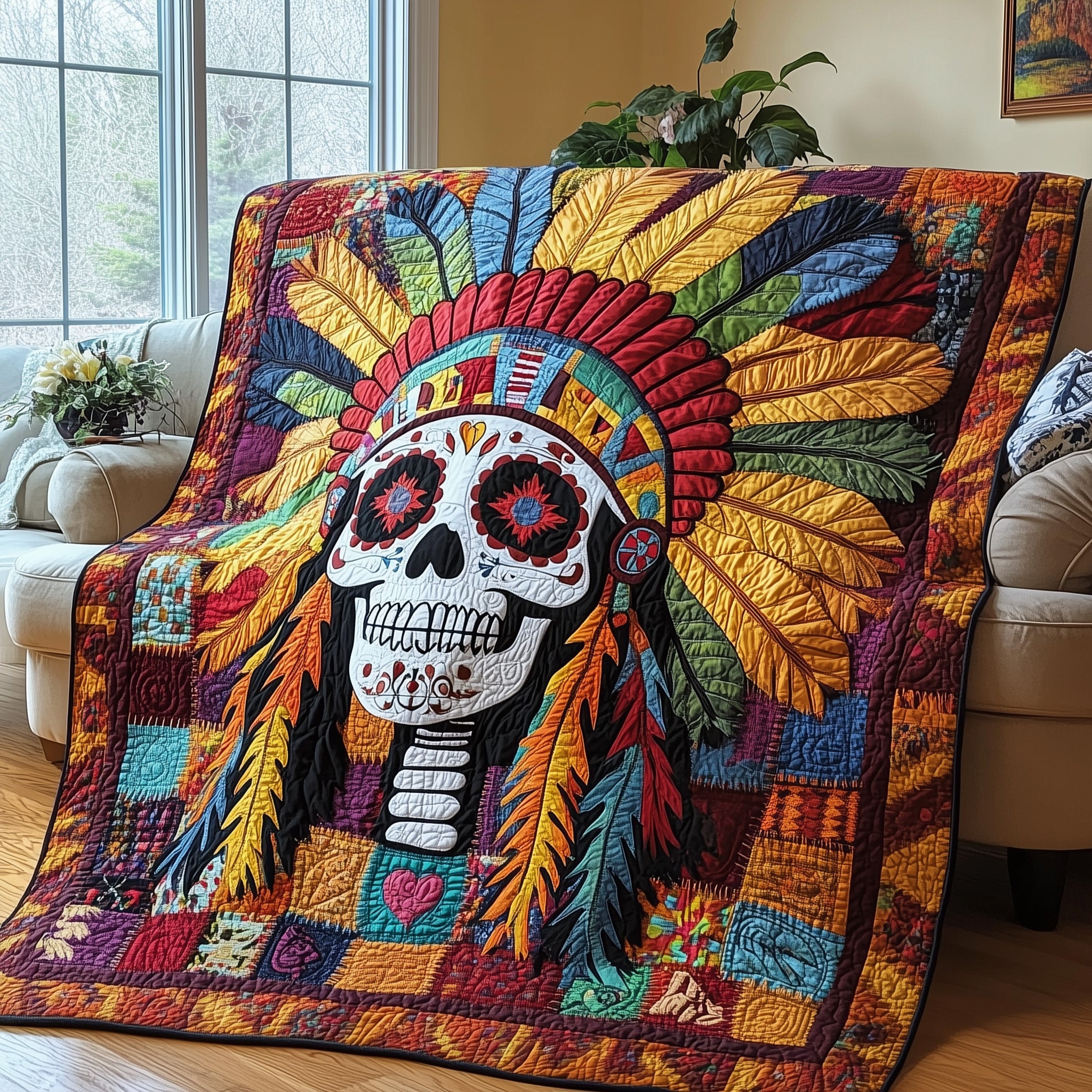 Eternal Guardian Quilted Blanket Couch Throw BlanketSkull Birthday Presents