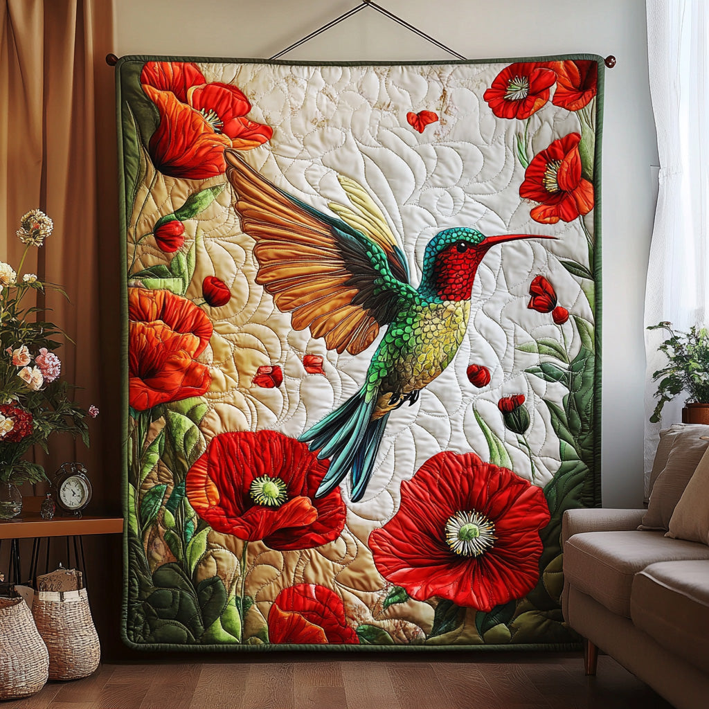 Eternal Hummingbird Quilted Blanket Cute Cozy BlanketBest Gifts For Hummingbird Lovers