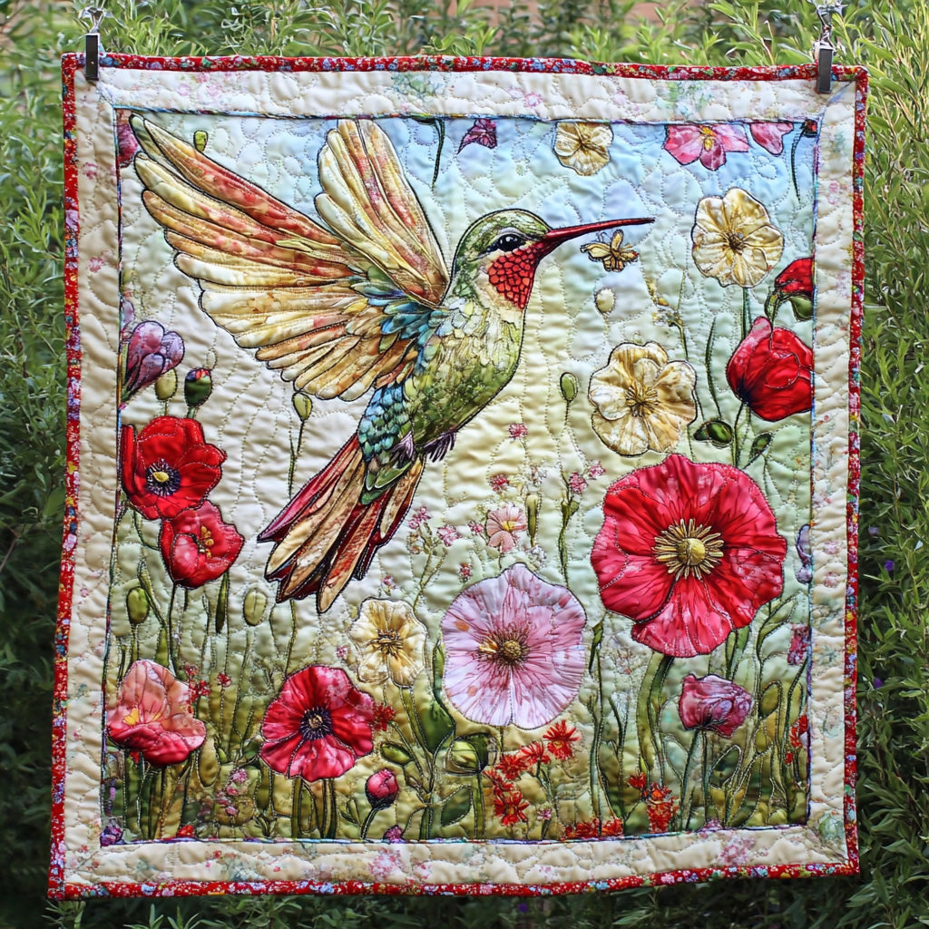 Eternal Hummingbird Quilted Blanket Cute Cozy BlanketGifts For Hummingbird Lovers