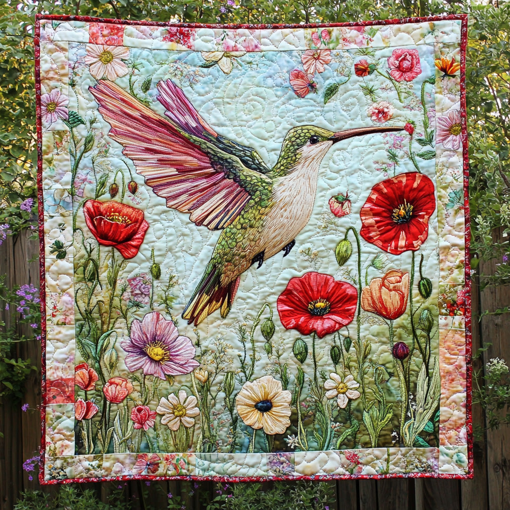 Eternal Hummingbird Quilted Blanket Cute Cozy BlanketHummingbird Gifts For Women