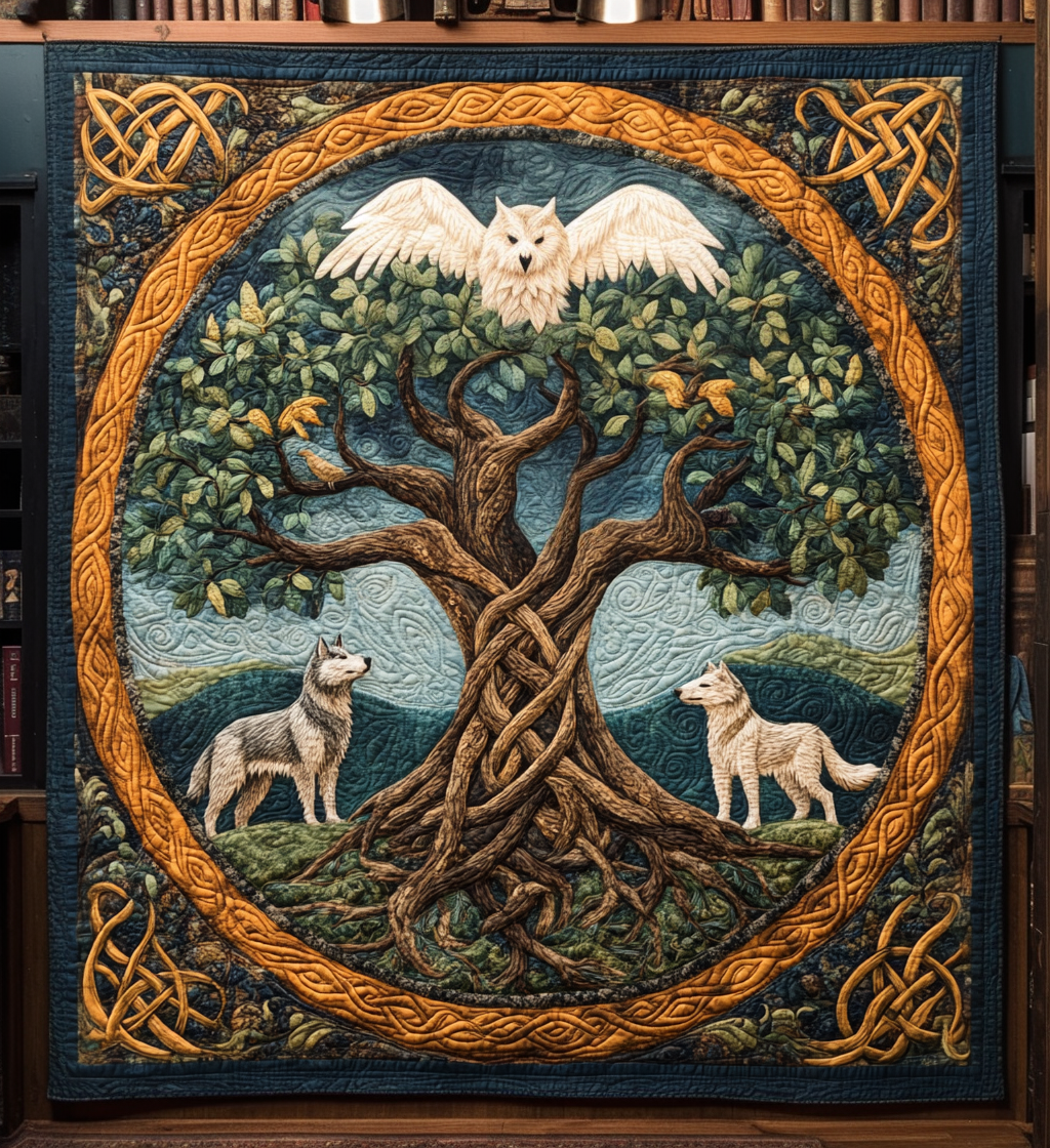 Eternal Knot Quilted Blanket Viking Gifts For Him