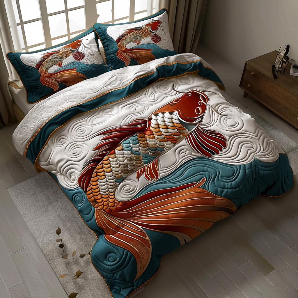 Eternal Koi Quilted Bedding Set Bedroom Decor Ideas Koi Fish Merchandise