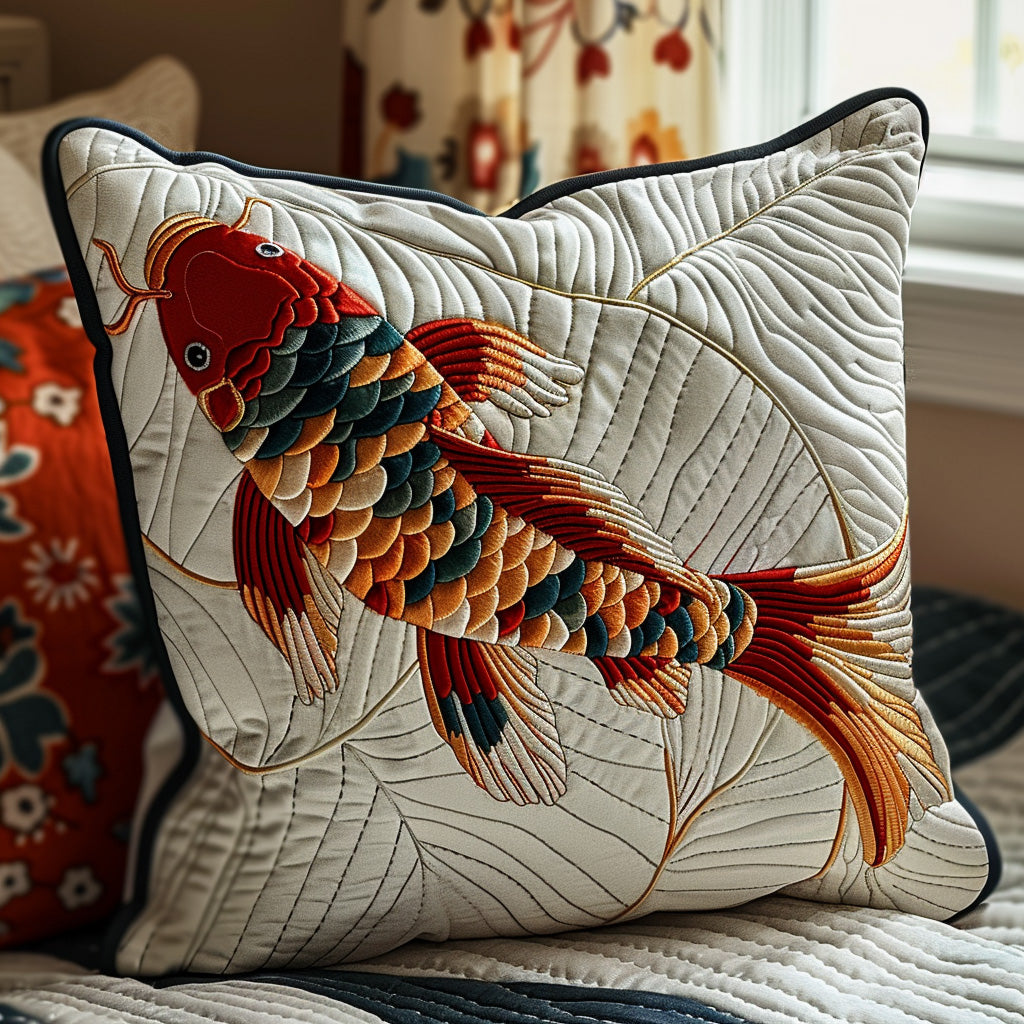 Eternal Koi Quilted Pillow Case Cute Pillow Covers Gift For Koi Fish Lovers