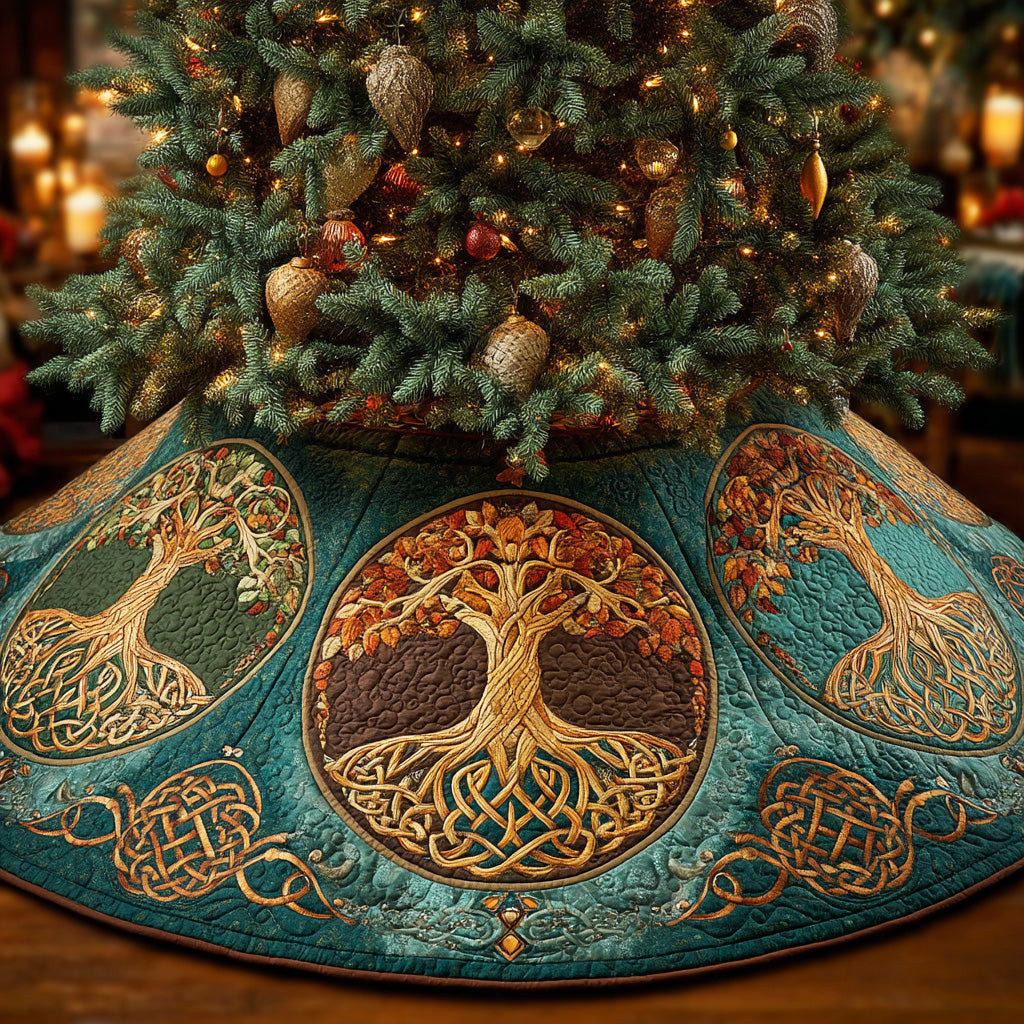 Eternal Life Circle Christmas Quilted Tree Skirt Christmas Tree Decor Unique Xmas Presents