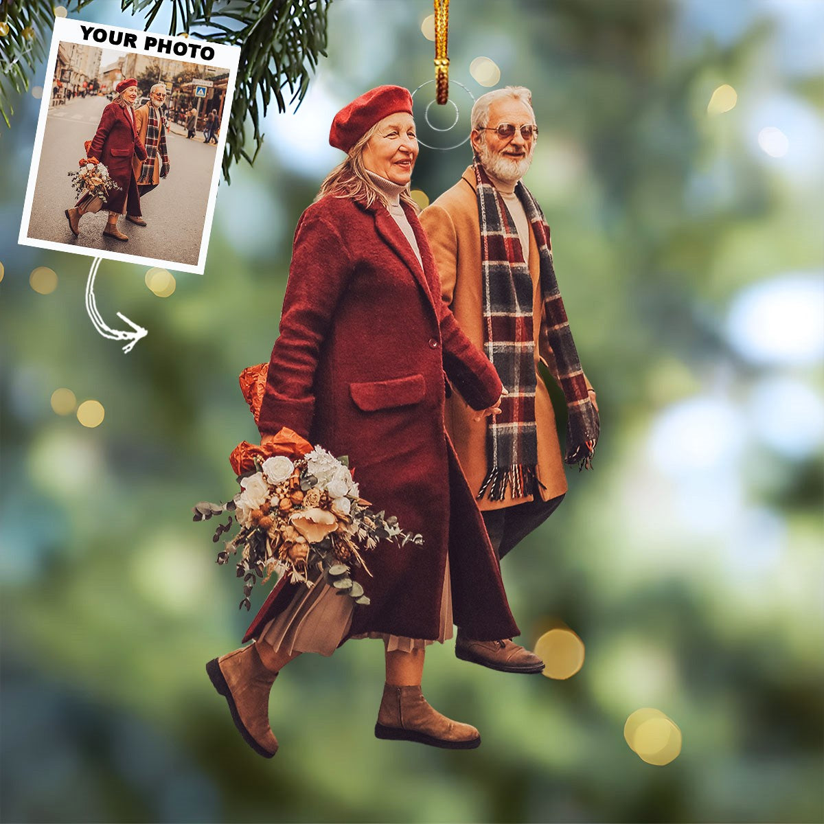 Eternal Love Personalized Photo Mica Ornament Gift For Couple Family Members