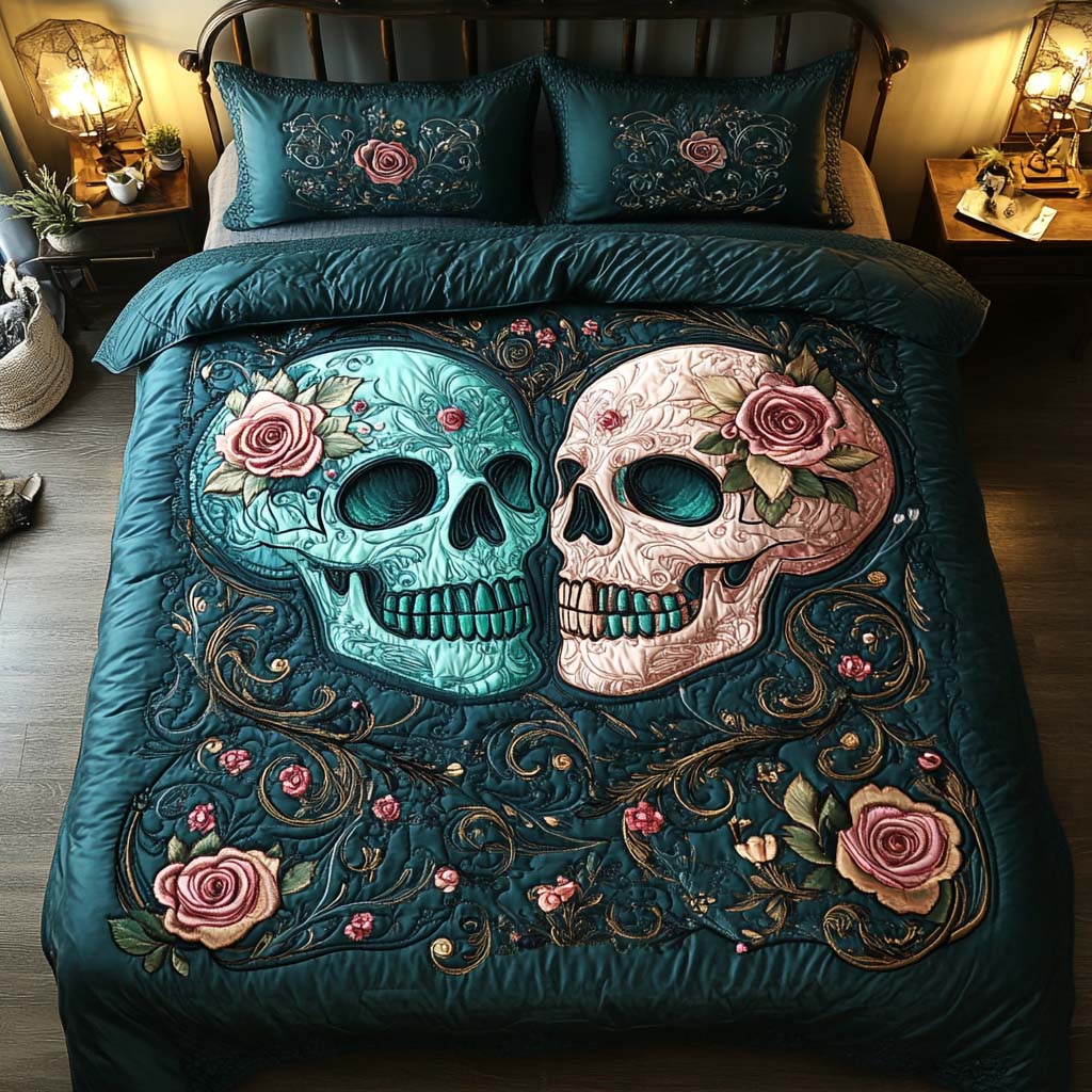 Eternal Love Quilted Bedding Set Bedroom Decorations Cool Skull Gifts For Her