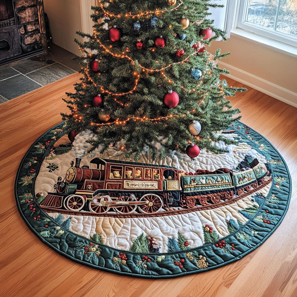 Eternal Radiance Quilted Christmas Tree Skirt Xmas Tree Skirt for Holiday Decor Holiday Tree Base Decoration