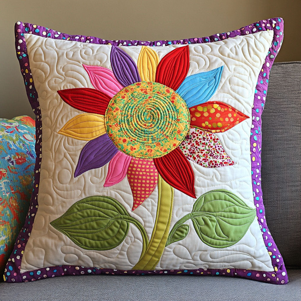Eternal Radiance Quilted Pillow Case Decorative Throw Pillow Covers Sunflower Gift Items