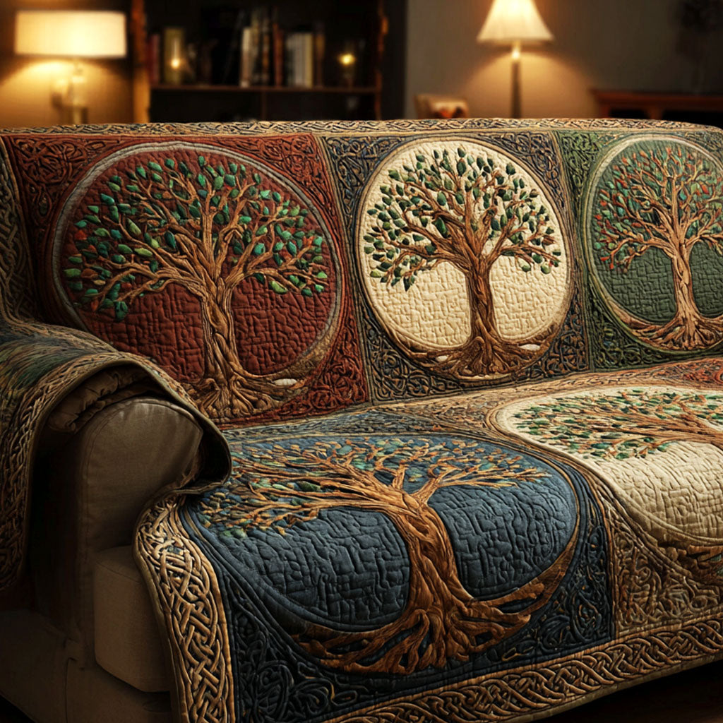 Eternal Roots Quilted Sofa Cover Holiday Couch Covers Tree Of Life Gifts For Her