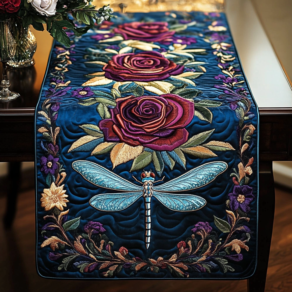 Eternal Roses Quilted Table Runner Flower Table Cover Gift Ideas For Mom