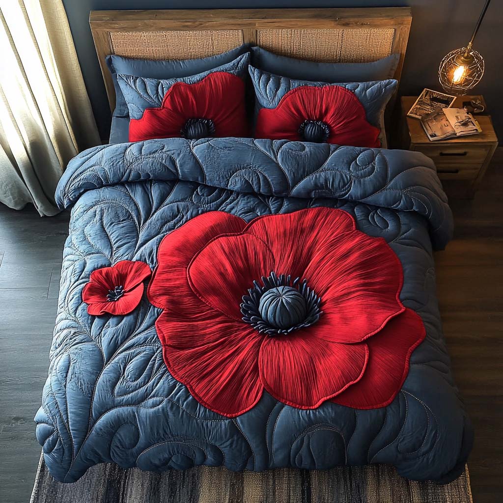 Eternal Scarlet Quilted Bedding Set Xmas Duvet Cover Set Christmas Presents For Relatives