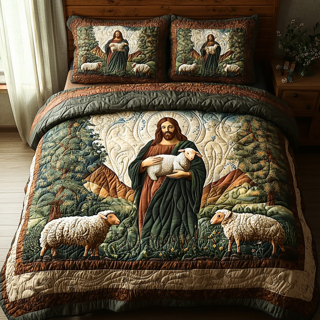 Eternal Shepherd Quilted Bedding Set Bedroom Decorations Mothers Day Church Gift Ideas