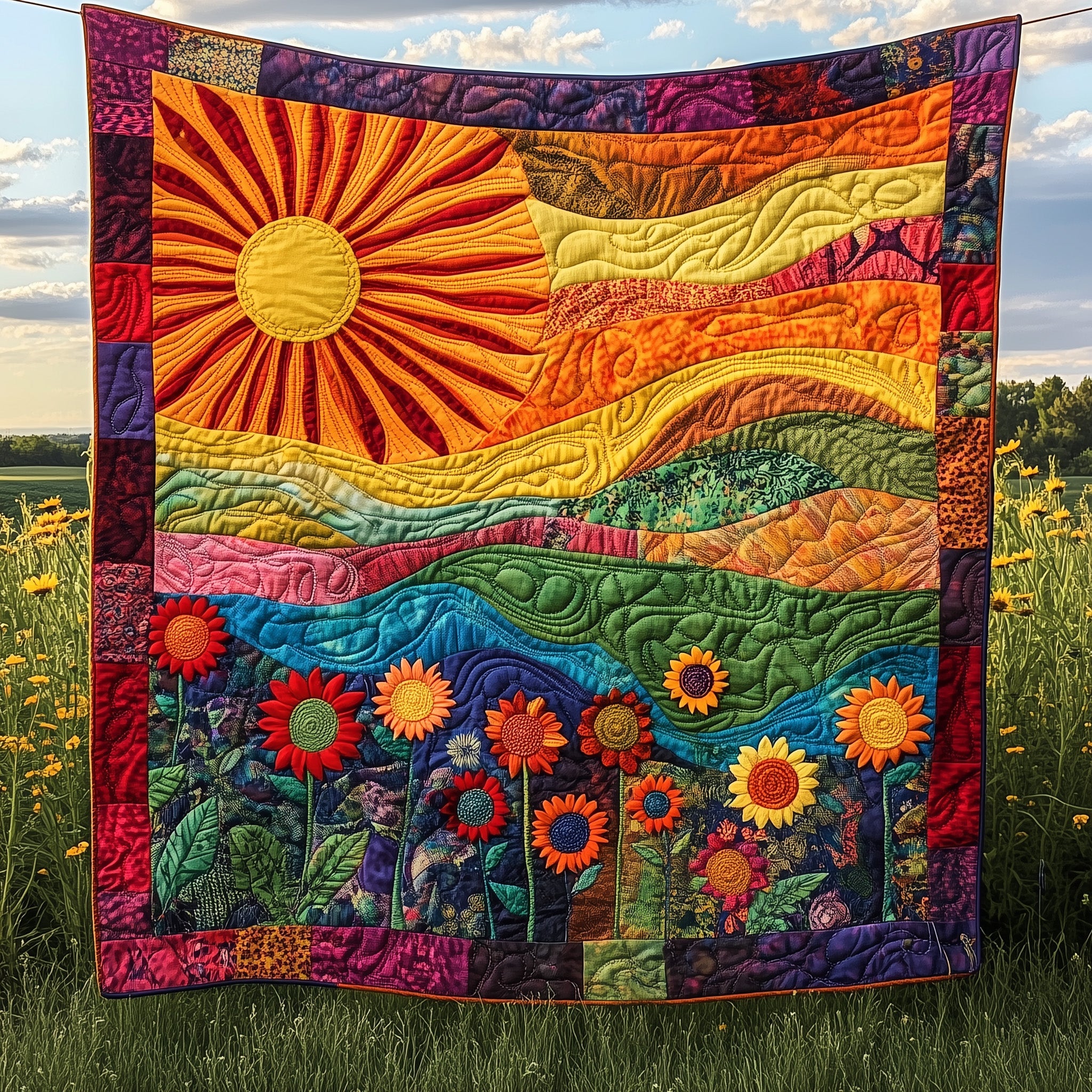 Eternal Sunshine Quilted Blanket Couch Throw BlanketGifts For Hippy Chicks