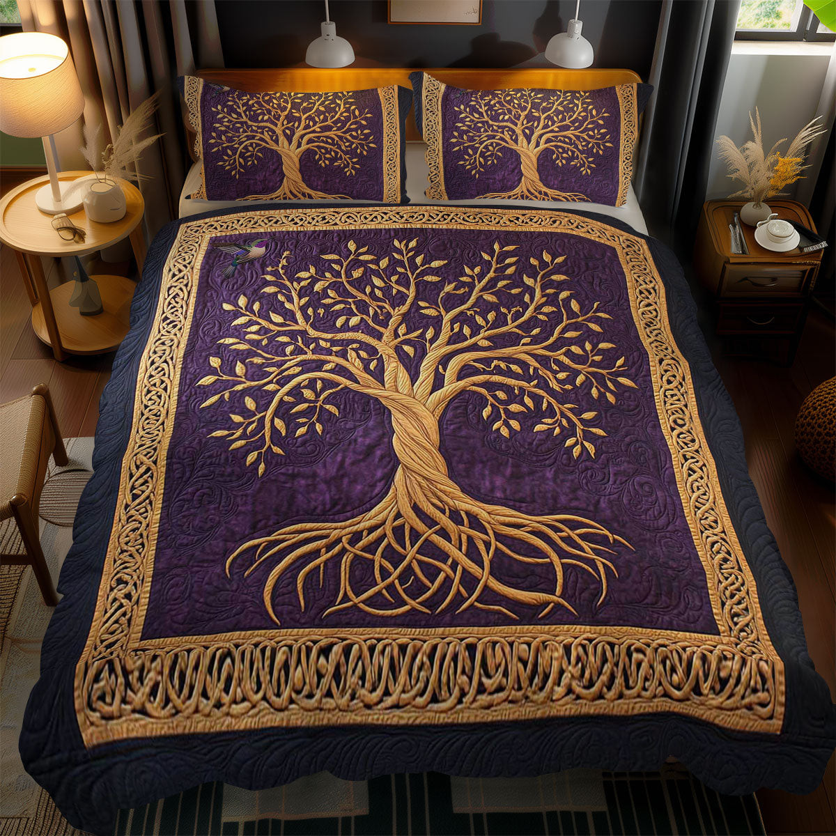 Eternal Tree Of Life Holiday Xmas Quilted Bedding Set Christmas Gifts For Friends